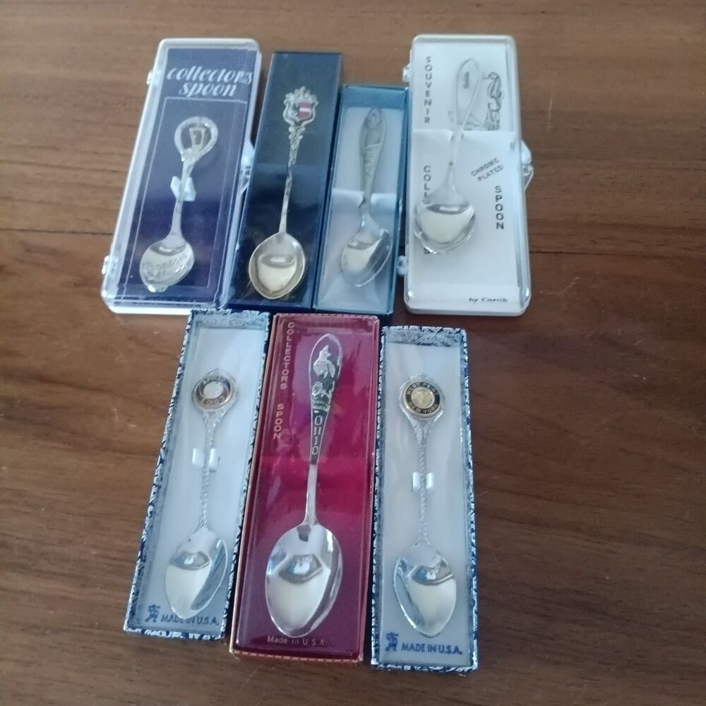 VTG 1960-80's Collectible Souvenir Spoons Lot of 7 Memorabilia Travel Tourism US